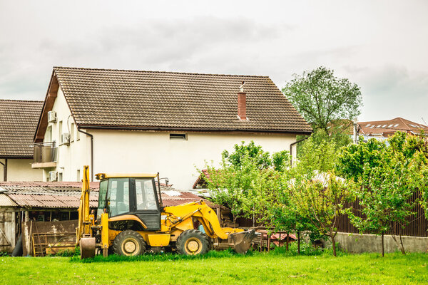 Excavator in the yard