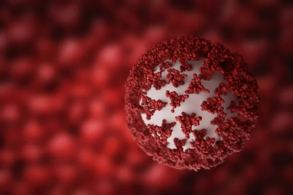 Cellula Coronavirus Rossa Bianca Con Sfondo Strutturato Sfocato Concetto Virus — Foto Stock