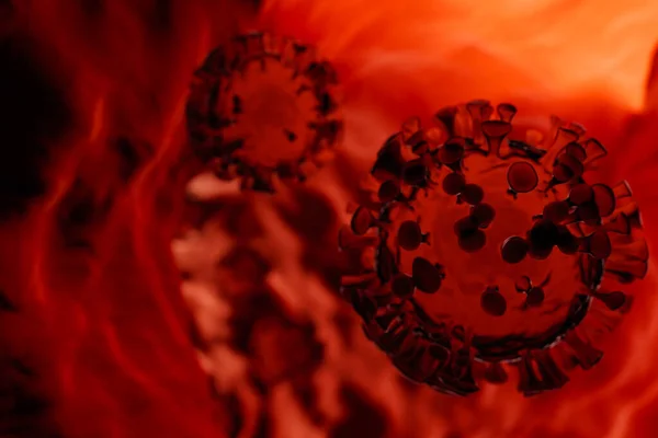 Células Coronavirus Transparentes Dentro Nariz Humana Interpretación Organismos Covid Flotando —  Fotos de Stock