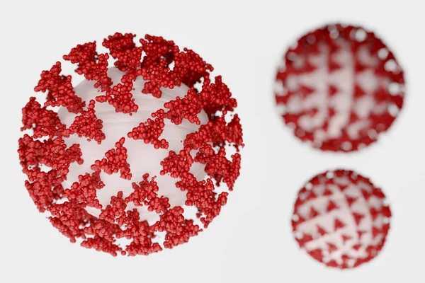 概要白で単離されたコロナウイルス細胞 シンプルな背景を背景にCovid 19を焼きます ロイヤリティフリーのストック画像