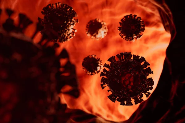 ヒトの体内で感染を引き起こす一般的なウイルス Covid 19の3次元抽象イラストが静脈内に浮かんでいます ロイヤリティフリーのストック写真