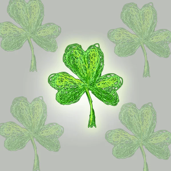Leafe van klaver hand getekende stile. St.Patrick s dag — Stockfoto