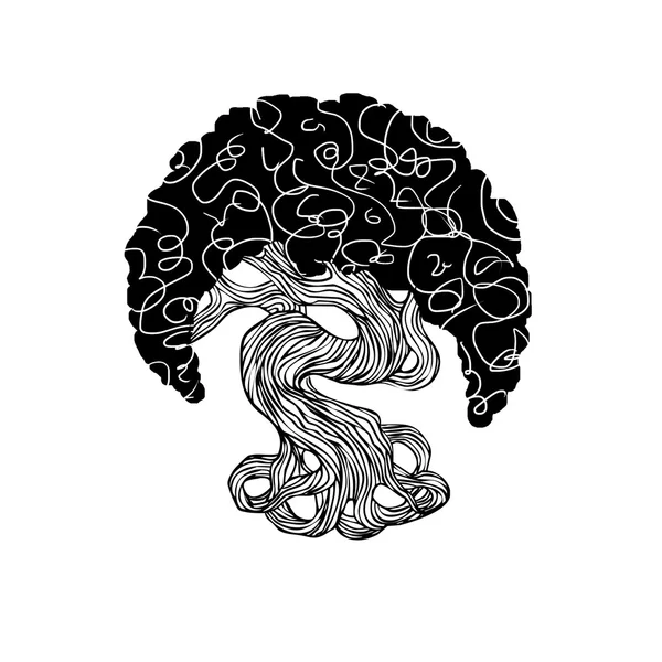 grafik bonsai ağacı. eğri gövde, büyük taç