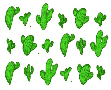 Beyaz sorunsuz kaktüs desen. Botanik kaktüsler arka plan