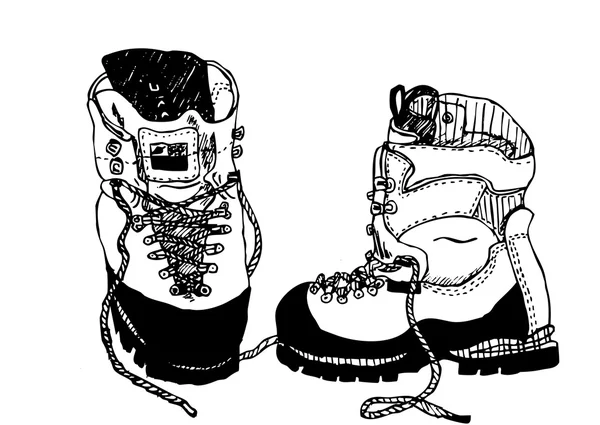 Hobnailed laarzen zwart en wit — Stockvector