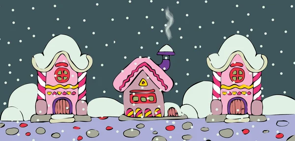Τα σπίτια σχεδιασμός Χριστούγεννα με νεράιδα στο χιόνι — Φωτογραφία Αρχείου