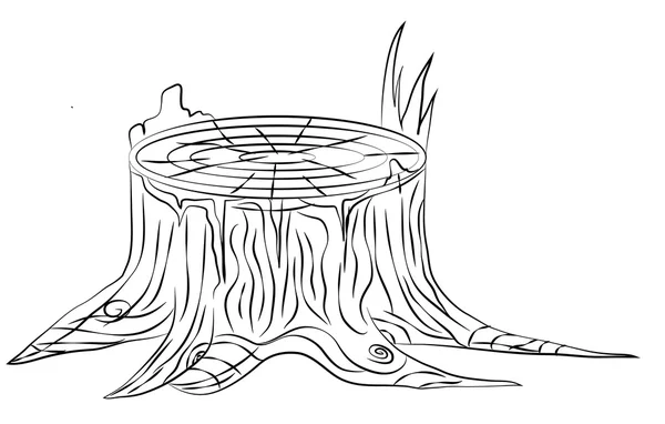 El çekilmiş eski güdük, siyah ve beyaz anahat