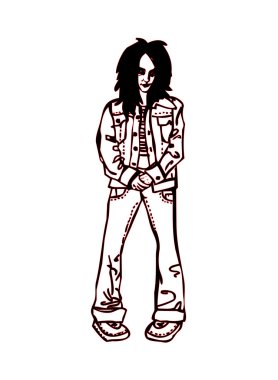 Kot pantolon ve jaket şirin koyu saçlı kız