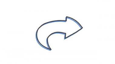 Tek satırda bir kalemle elle çizilmiş geniş ok sembolü. Özet simgesi. 