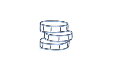 Elle çizilmiş bozuk paraların sembolü, bir satırda bir kalem. Özet simgesi.