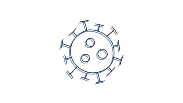 Символ вірусної молекули, намальований вручну олівцем в одній лінії. Піктограма контурів . — стокове відео