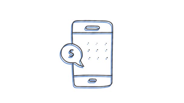 Smartphone-Symbol mit Dollarzeichen, mit Bleistift in einer Zeile gezeichnet. Gliederung — Stockvideo
