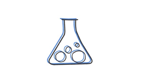 Symbol chemické látky v baňce, ručně kreslené tužkou na jednom řádku — Stock video