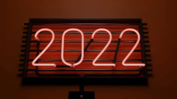 2022 Año Nuevo Signo Neón Realista Banner Ilustración —  Fotos de Stock