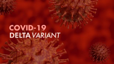 Roman Covid 19 Corona Virüs Strain. Delta Sapması 3d Görüntü Arkaplan SancağıName.