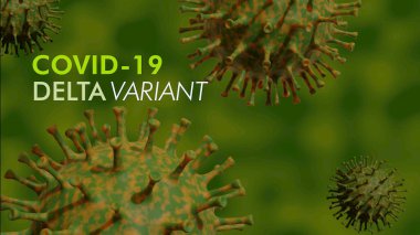 Roman Covid 19 Corona Virüs Strain. Delta Sapması 3d Görüntü Arkaplan SancağıName.