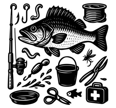 Çıkartma macerası kamp malzemeleri simge şablonu logosu