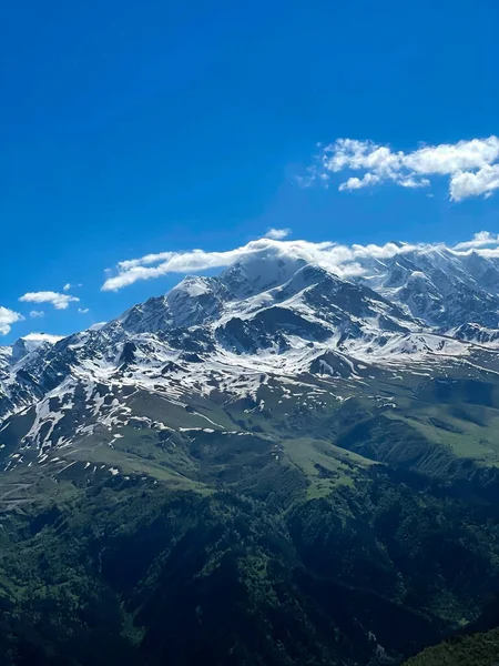 Schneebedeckte Berge Georgien Natur Georgiens Wälder Großes Feld — Stockfoto