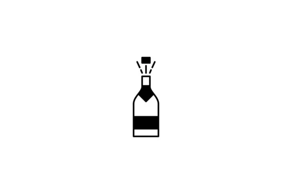 Champagne Bottle Outline Icon New Year Vector Black — 스톡 벡터