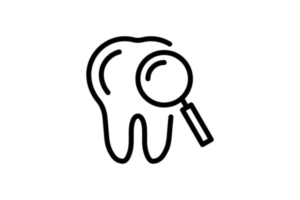诊断牙齿图标黑色轮廓矢量插图 — 图库矢量图片