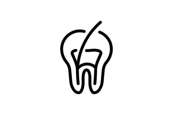 Root Canal Tooth Icon Black Outline Vector Illustration — Stock Vector