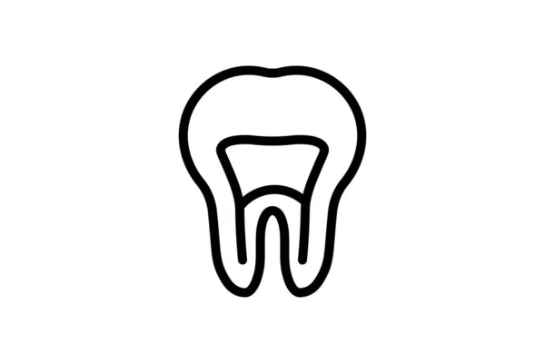 Tooth Root Icon Black Outline Vector Illustration — Stock Vector