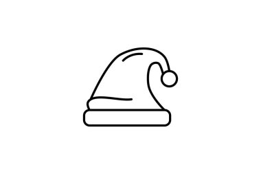 Noel şapkası simgesi yeni yıl siyah vektörünü özetliyor 