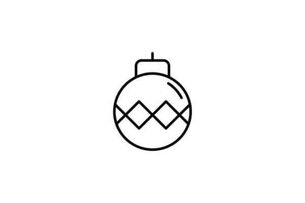 Christmas Ball Icon Black Outline Vector Illustration — Stock Vector
