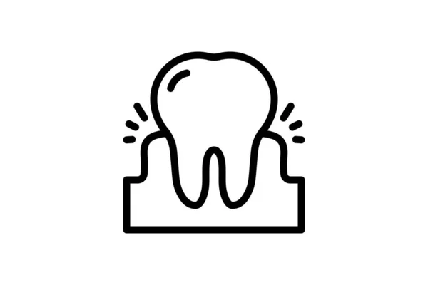 Gum Pain Tooth Icon Black Outline Vector Illustration — Stockvector