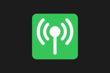 Sinyal kulesi kablosuz ağ düz simgesi çok renkli siyah vektör illüstrasyonu