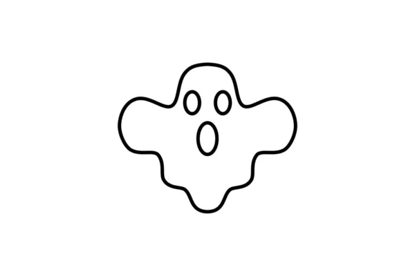 Geest Pictogram Casper Horror Zwart Overzicht Vector Illustratie Halloween — Stockvector