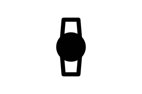 Regarder Icône Noire Contour Vecteur — Image vectorielle