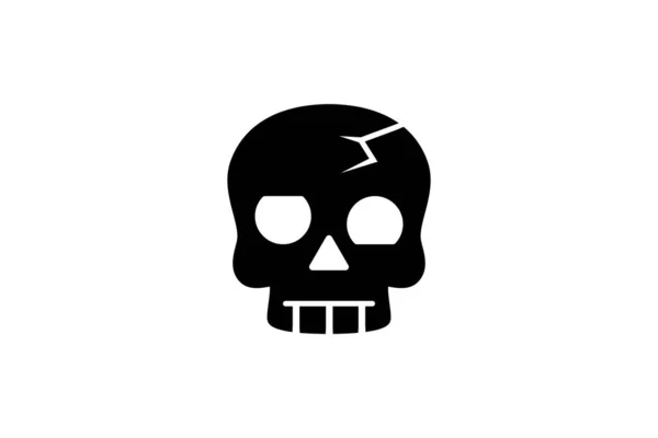 Icône Crâne Noir Halloween Symbole Crâne Humain Noir Design Tatouage — Image vectorielle