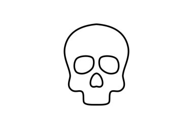 Kafatası ikonu siyah cadılar bayramını özetliyor. Siyah İnsan Kafatası Sembolü. Dövme Tasarımı. Vektör İllüstrasyonu.