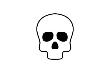 Kafatası ikonu siyah cadılar bayramını özetliyor. Siyah İnsan Kafatası Sembolü. Dövme Tasarımı. Vektör İllüstrasyonu.