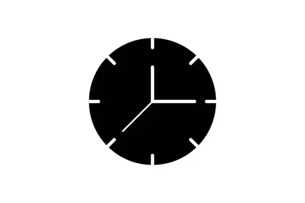 Clock Icône Minuterie Horloge Noir Rempli Vecteur Illustration Isolé — Image vectorielle