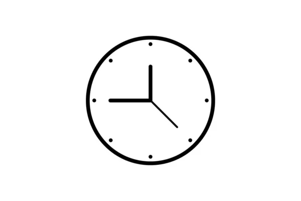 Clock Icône Minuterie Horloge Contour Noir Vecteur Illustration Isolé — Image vectorielle