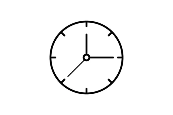 Clock Icône Minuterie Horloge Contour Noir Vecteur Illustration Isolé — Image vectorielle