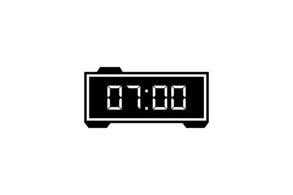 Digitales Led Uhr Symbol Schwarzer Umrissvektor Illustrator Alarm — Stockvektor