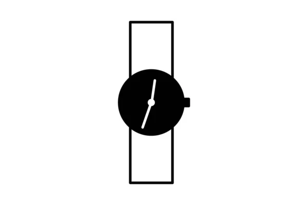Relógio Ícone Esboço Preto Ilustrador Tempo — Vetor de Stock