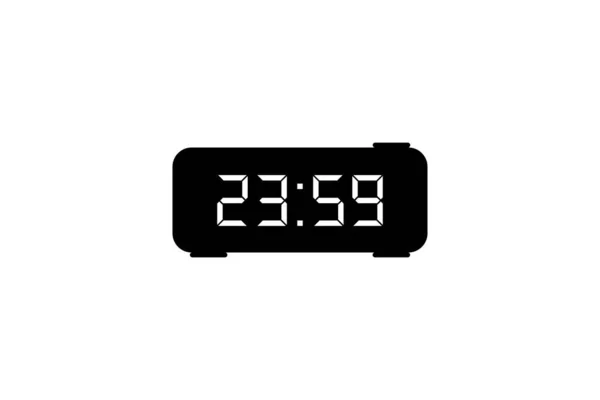 Digital Led Clock Icon Black Outline Vector Illustrator Alarm — Stock Vector