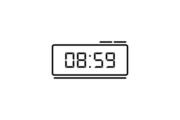 Digital Led Clock Icon Black Outline Vector Illustrator Alarm — Stock Vector