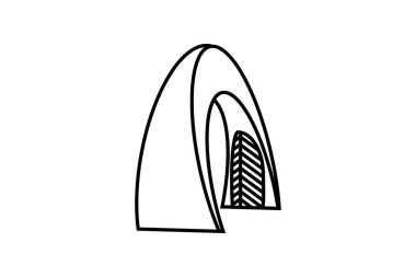 hilal gelişimi Bakü simgesi ana hatları siyah vektör çizimi 
