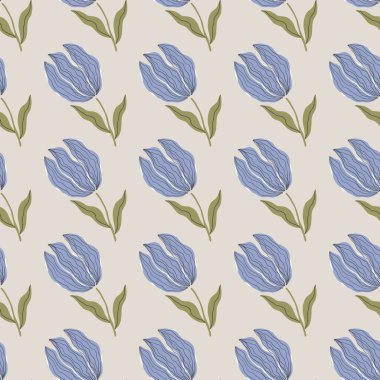 Vektör kusursuz desen. Bej arkaplanda bahar renkli çiçekler.