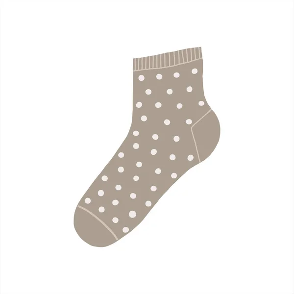 Vector Beige Sock Polka Dot Ornament White 귀여운 — 스톡 벡터