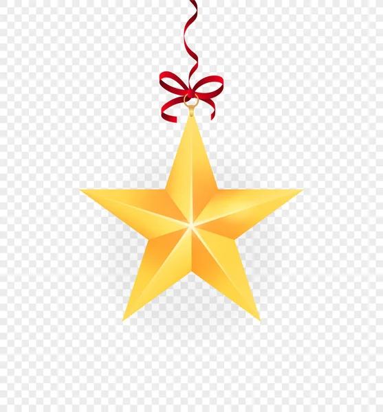Настоящая Золотая Рождественская Звезда Рождественское Украшение Золотой Звезды Вешалке Елки — стоковый вектор
