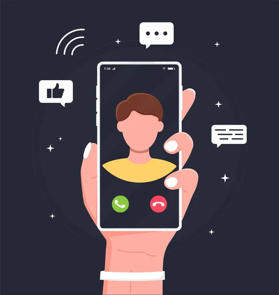 Arkadaşınla Görüntülü Konuşarak Akıllı Telefonu Tut Servisi Ara Ayrı Bir — Stok Vektör