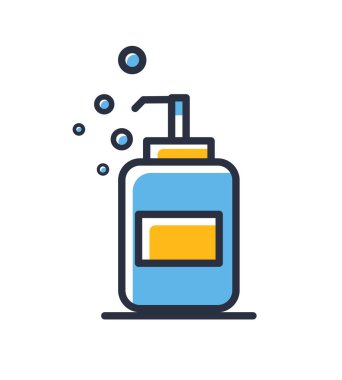 Hijyen virüsü el bakımı. Beyaz arka planda izole edilmiş hijyen prosedürü ikonu. Tasarım elementleri, renkli. Mobil kavramlar ve web uygulamaları için elementler. Düz biçim vektör illüstrasyonu.