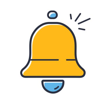 Çan simgesi. İleti bildirimi beyaz arkaplanda izole edildi. Tasarım elementleri renkli. Mobil kavramlar, web uygulamaları ve sosyal ağlar için kullanılabilir. Düz biçim vektör illüstrasyonu.