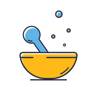 Bowl Hattı Simgesi. Beyaz arka planda izole edilmiş öğütme topu. Tasarım elementleri, renkli. Mobil kavramlar ve web uygulamaları için elementler. Düz biçim vektör illüstrasyonu.